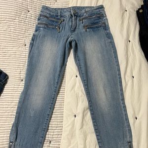 Michael Kors zip skinny blue jeans